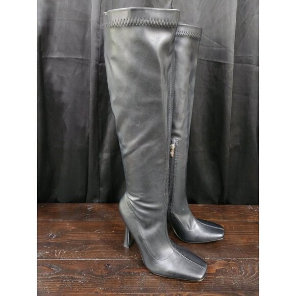 Charlotte Russe Black Knee High Heeled Boots Sz. 8 - Picture 3 of 8